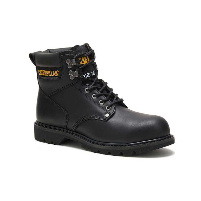 Caterpillar Second Shift Steel Toe Men's Work Boots Black | 023791-FTL