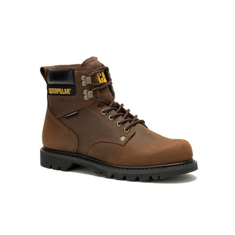 Caterpillar Second Shift Waterproof Men's Work Boots Dark / Brown | 598206-TZS