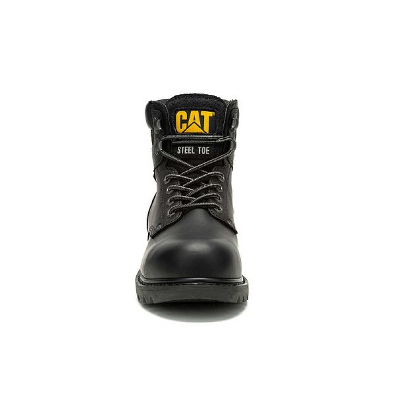 Caterpillar Second Shift Waterproof Steel Toe Men's Work Boots Black | 307614-DGF