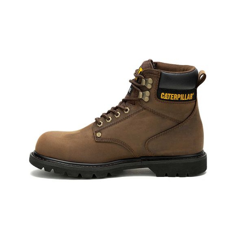 Caterpillar Second Shift Waterproof Steel Toe Men's Work Boots Dark / Brown | 853204-PCZ