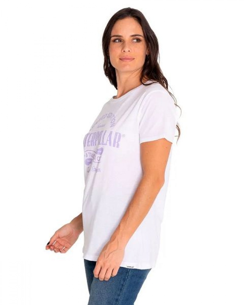 Caterpillar Short Sleeve W Historic Tradition Graphic Tee Women's T-Shirt White | 295367-LZK