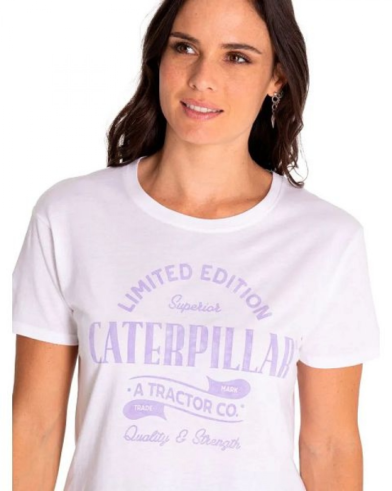 Caterpillar Short Sleeve W Historic Tradition Graphic Tee Women's T-Shirt White | 295367-LZK