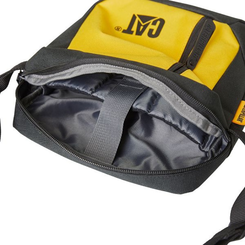 Caterpillar Shoulder Men's Bags Black / Yellow | 365198-CTE