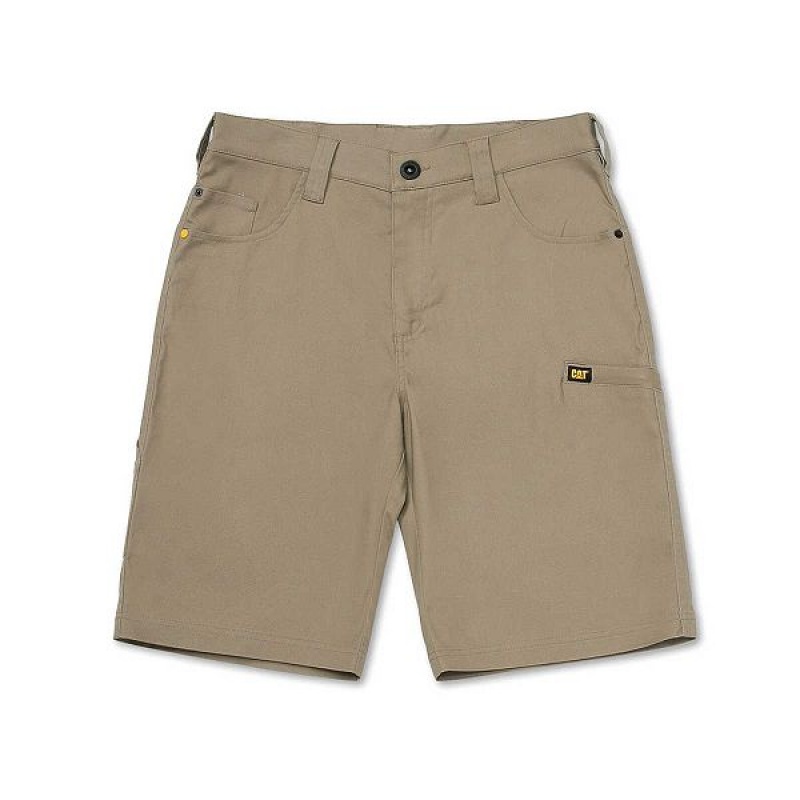 Caterpillar Stretch Canvas Utility Men's Shorts Khaki | 907361-WDP