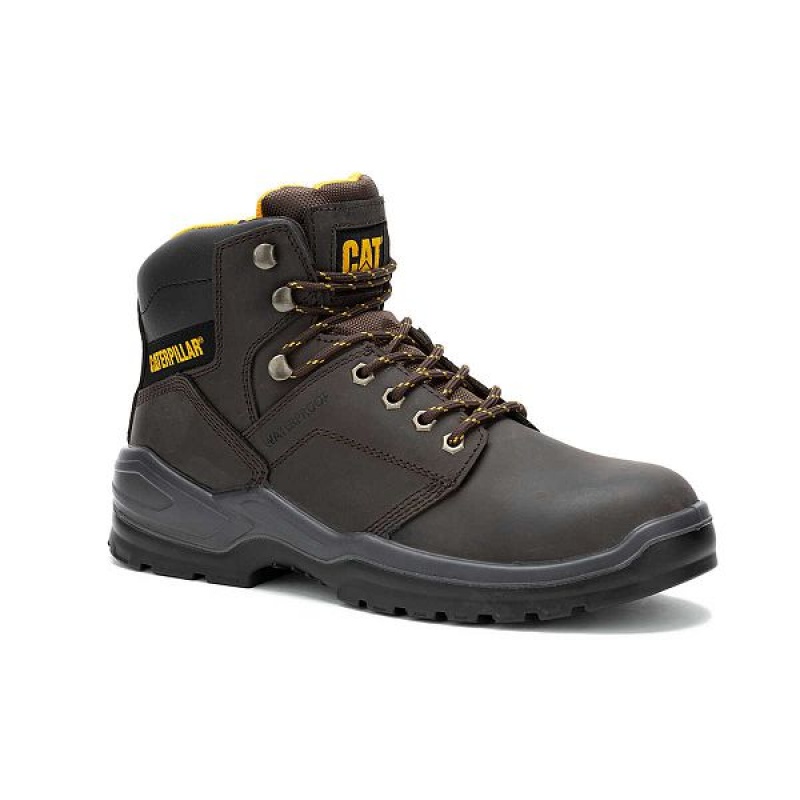 Caterpillar Striver Waterproof Steel Toe Men's Work Boots Brown | 593268-UFY