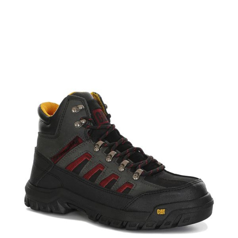 Caterpillar Threshold CAG ST M4M Industrial Men's Work Boots Black / Red | 754216-ZDO