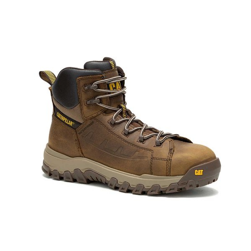 Caterpillar Threshold Rebound Waterproof Composite Toe Men's Work Boots Brown | 978512-SPO