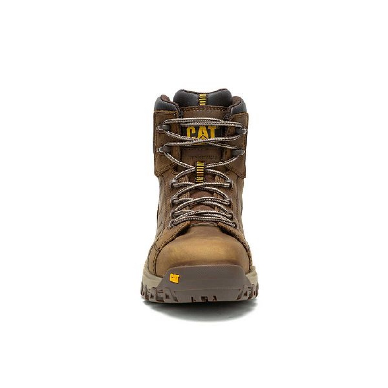 Caterpillar Threshold Rebound Waterproof Composite Toe Men's Work Boots Brown | 978512-SPO