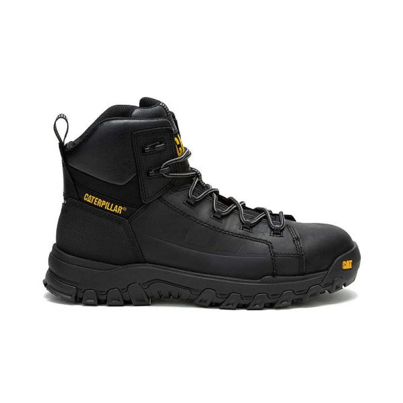 Caterpillar Threshold Rebound Waterproof Composite Toe Men\'s Work Boots Black | 920746-OLQ