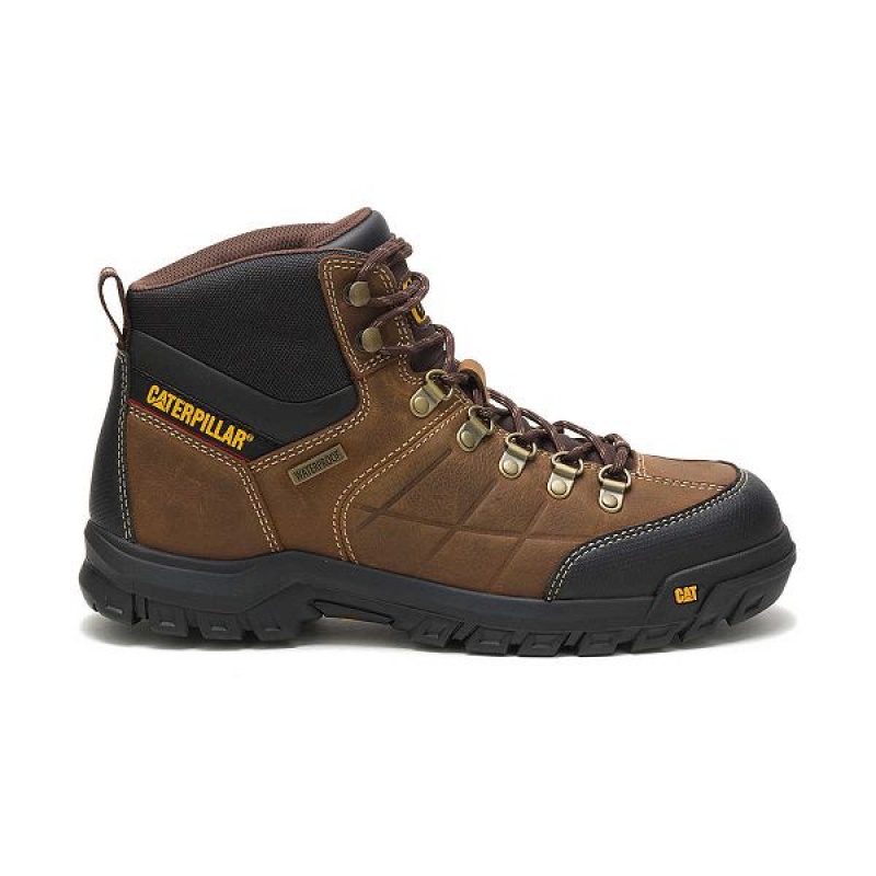 Caterpillar Threshold Waterproof Men\'s Work Boots Brown | 467231-OVZ