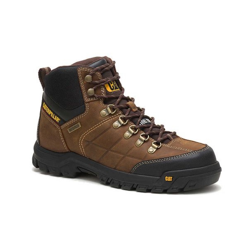 Caterpillar Threshold Waterproof Steel Toe Men's Work Boots Brown | 984017-KNA