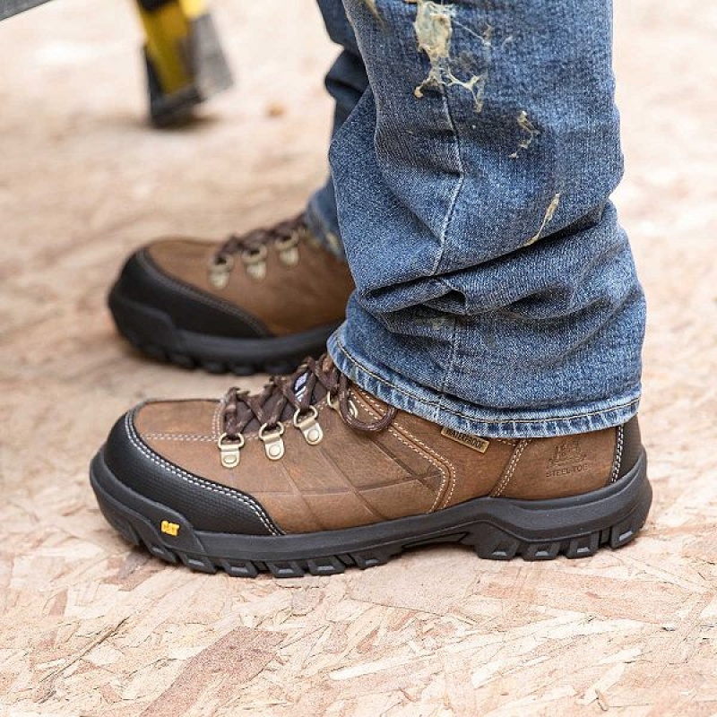 Caterpillar Threshold Waterproof Steel Toe Men's Work Boots Brown | 984017-KNA