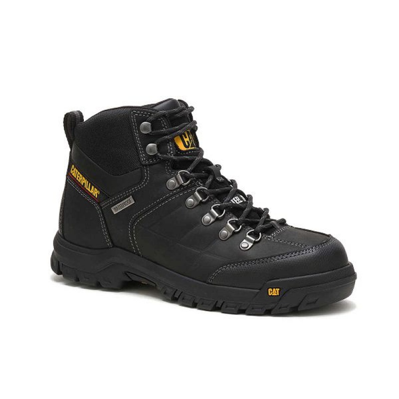 Caterpillar Threshold Waterproof Steel Toe Men's Work Boots Black | 630192-JSI