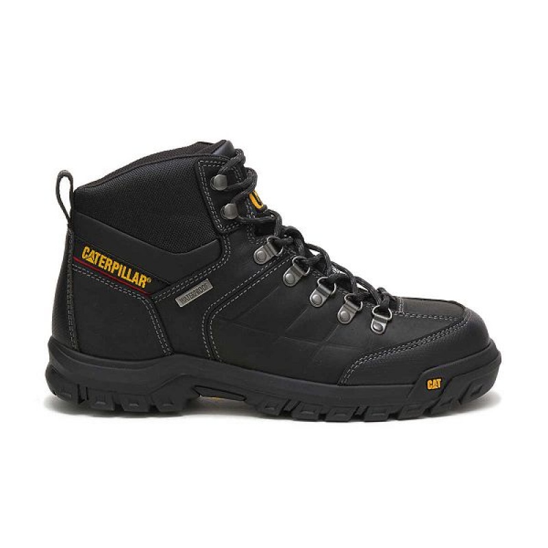 Caterpillar Threshold Waterproof Steel Toe Men\'s Work Boots Black | 630192-JSI