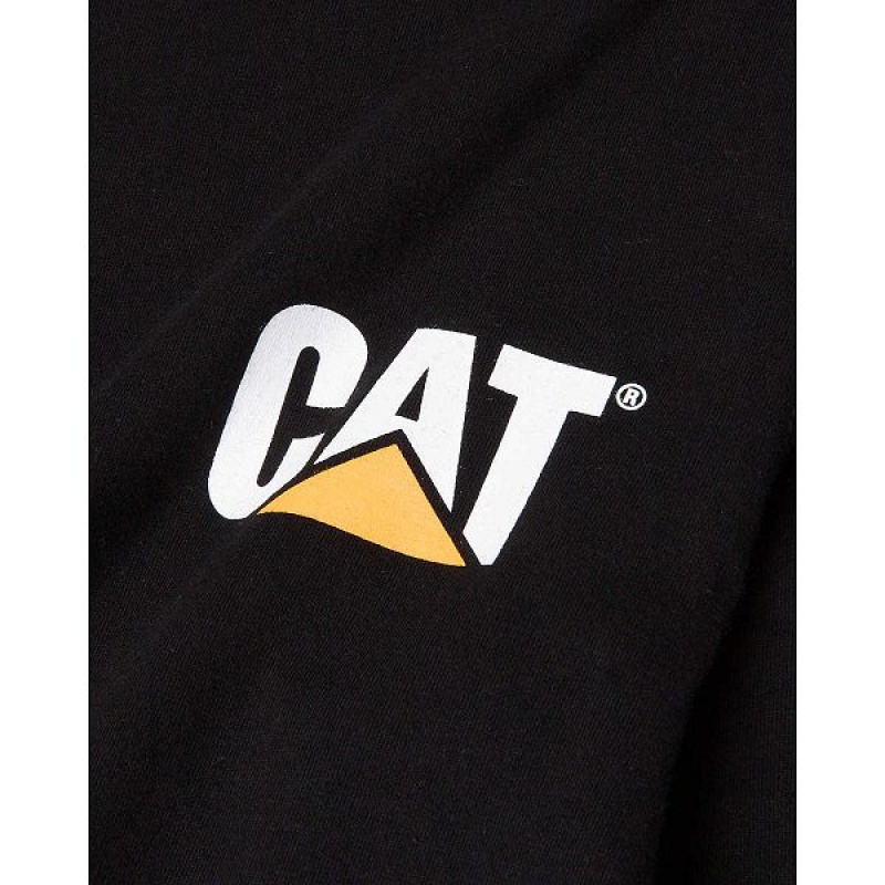 Caterpillar Trademark Banner Long Sleeve Tee Women's T-Shirt Black | 062138-VHA