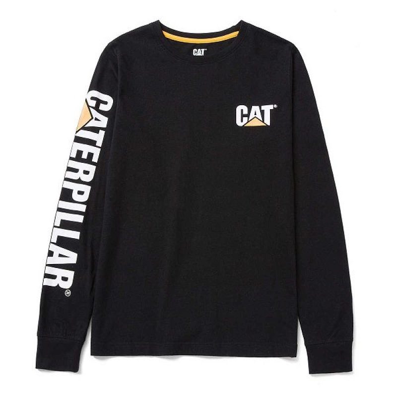 Caterpillar Trademark Banner Long Sleeve Tee Women's T-Shirt Black | 062138-VHA