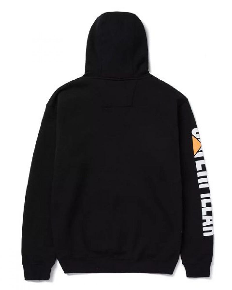 Caterpillar Trademark Banner Men's Hoodie Black | 981032-JOZ