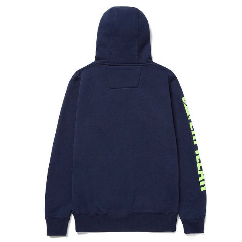 Caterpillar Trademark Banner Pull Over Women's Hoodie Navy | 065371-OMS