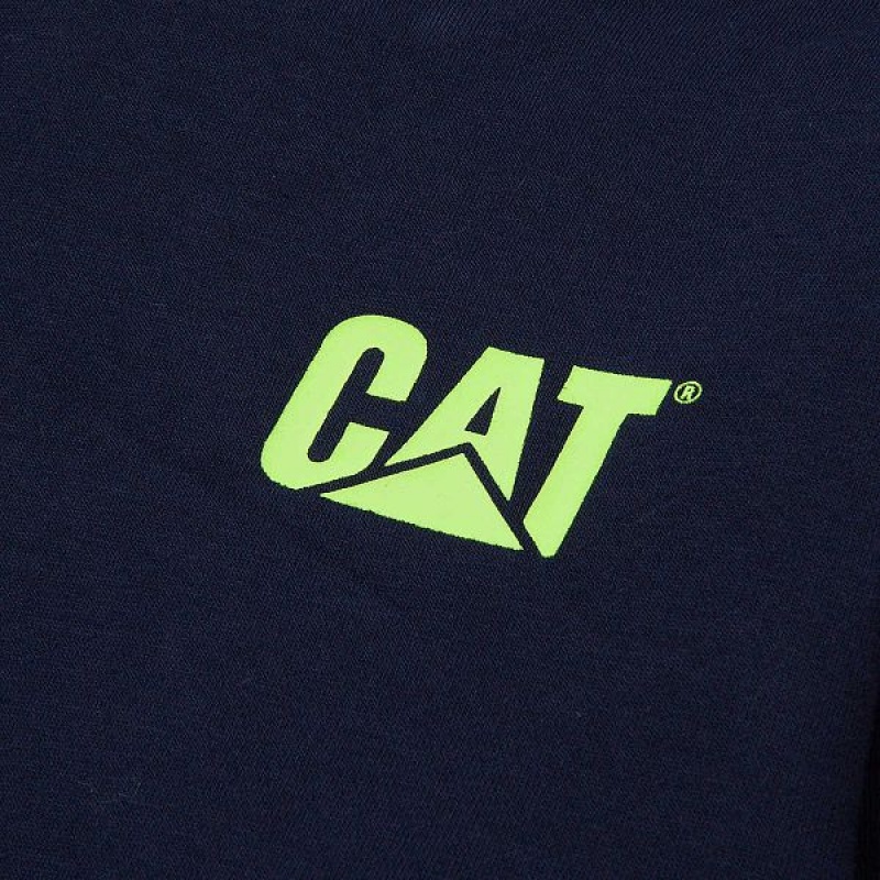 Caterpillar Trademark Banner Pull Over Women's Hoodie Navy | 065371-OMS