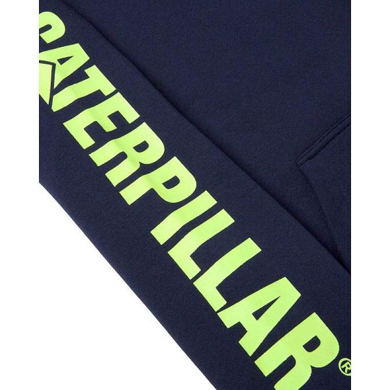 Caterpillar Trademark Banner Pull Over Women's Hoodie Navy | 065371-OMS