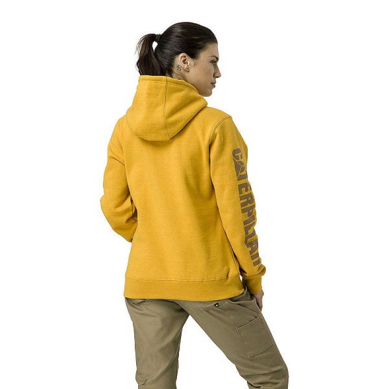 Caterpillar Trademark Banner Pull Over Women's Hoodie Navy | 065371-OMS