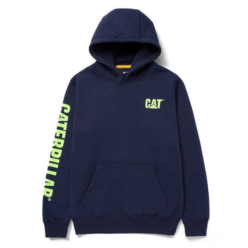 Caterpillar Trademark Banner Pull Over Women\'s Hoodie Navy | 065371-OMS