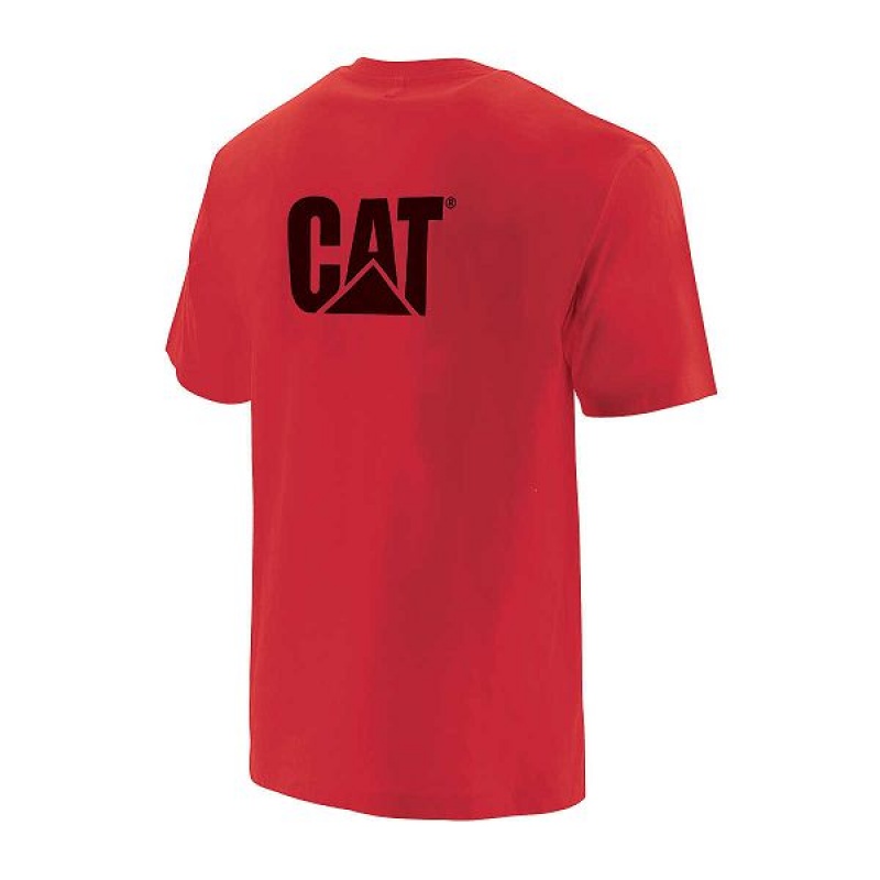 Caterpillar Trademark Pocket Tee Men's T-Shirt Red | 528107-PYG