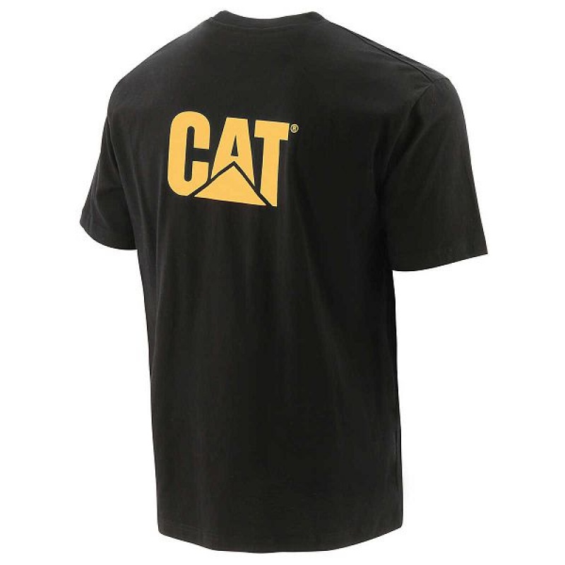 Caterpillar Trademark Pocket Tee Men's T-Shirt Black | 298617-WNZ