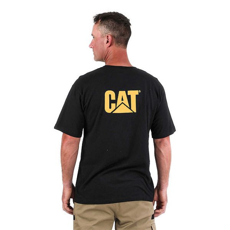 Caterpillar Trademark Pocket Tee Men's T-Shirt Black | 298617-WNZ