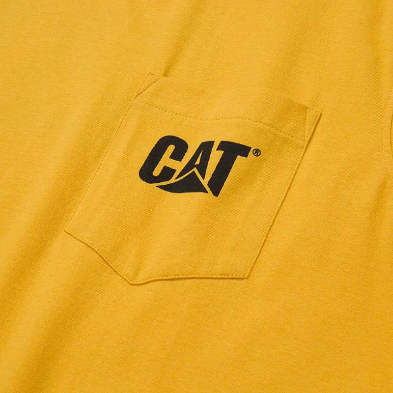 Caterpillar Trademark Sleeveless Pocket Tee Men's T-Shirt Yellow | 356278-DOP