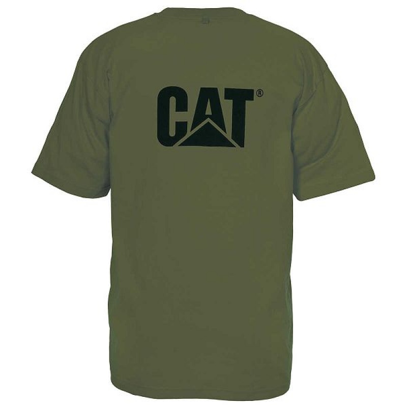 Caterpillar Trademark Tee Men's T-Shirt Green | 675012-JYH