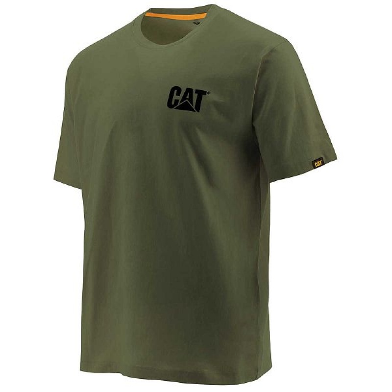 Caterpillar Trademark Tee Men\'s T-Shirt Green | 675012-JYH