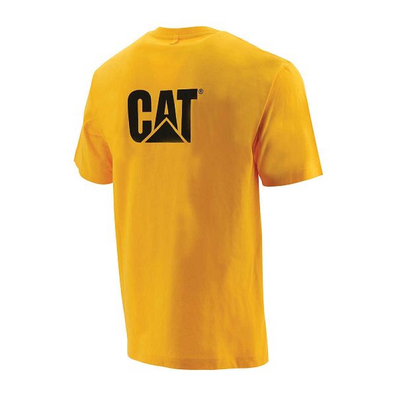 Caterpillar Trademark Tee Men's T-Shirt Yellow | 596748-BLF