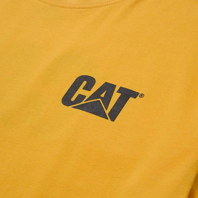 Caterpillar Trademark Tee Men's T-Shirt Yellow | 596748-BLF