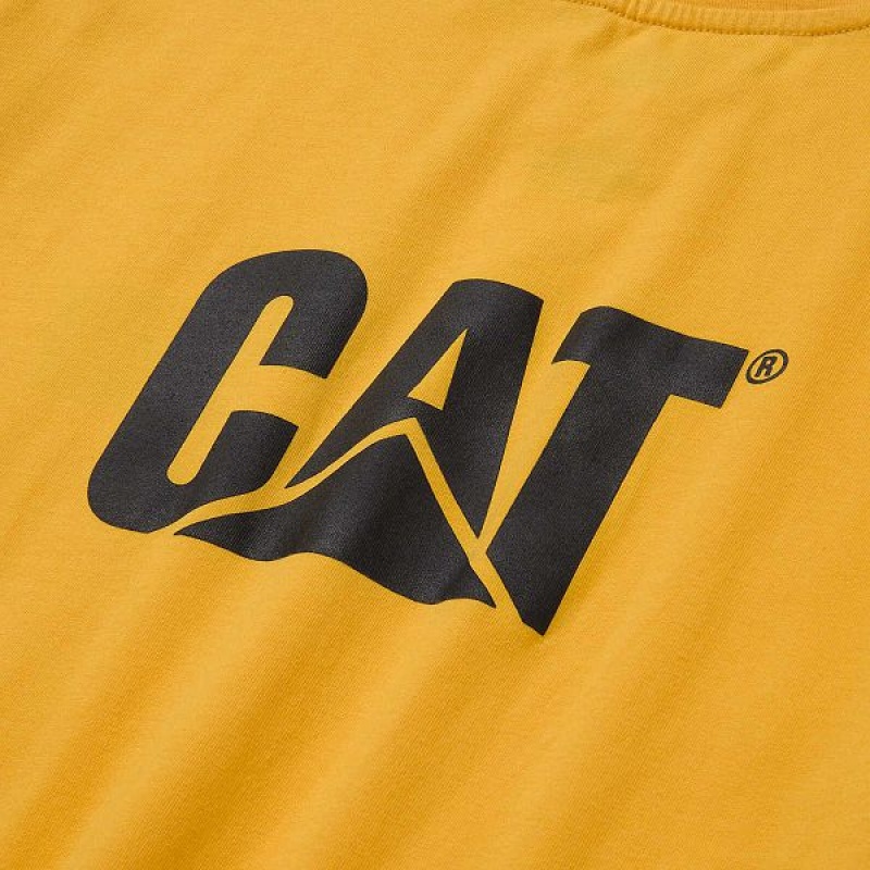 Caterpillar Trademark Tee Men's T-Shirt Yellow | 596748-BLF