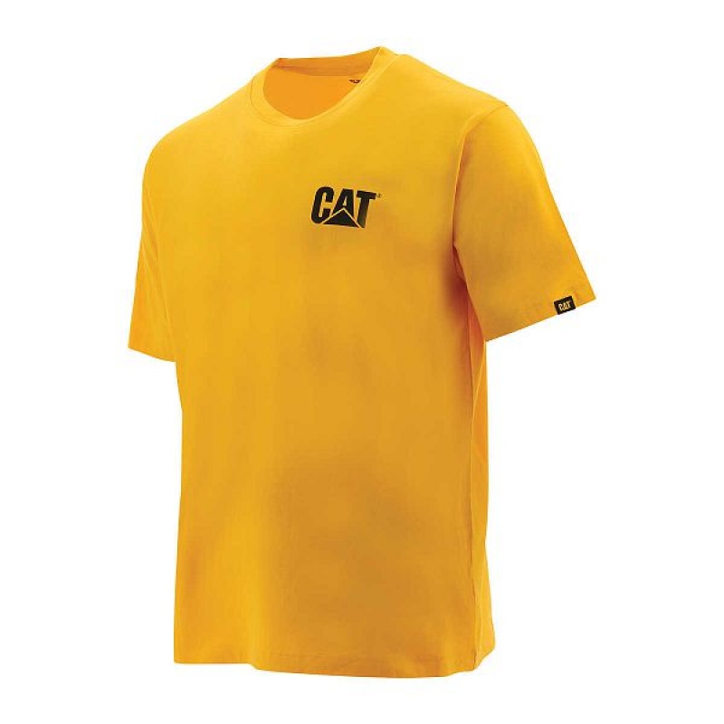 Caterpillar Trademark Tee Men\'s T-Shirt Yellow | 596748-BLF