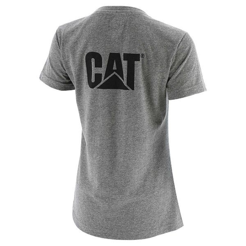 Caterpillar Trademark Tee Women's T-Shirt Grey | 390856-MPL