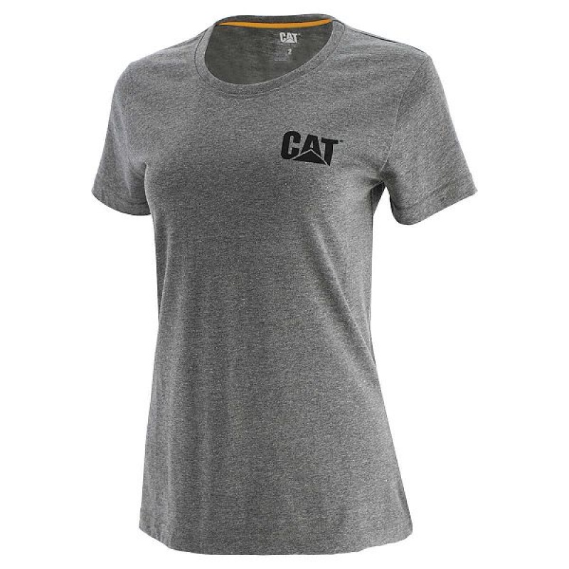 Caterpillar Trademark Tee Women\'s T-Shirt Grey | 390856-MPL