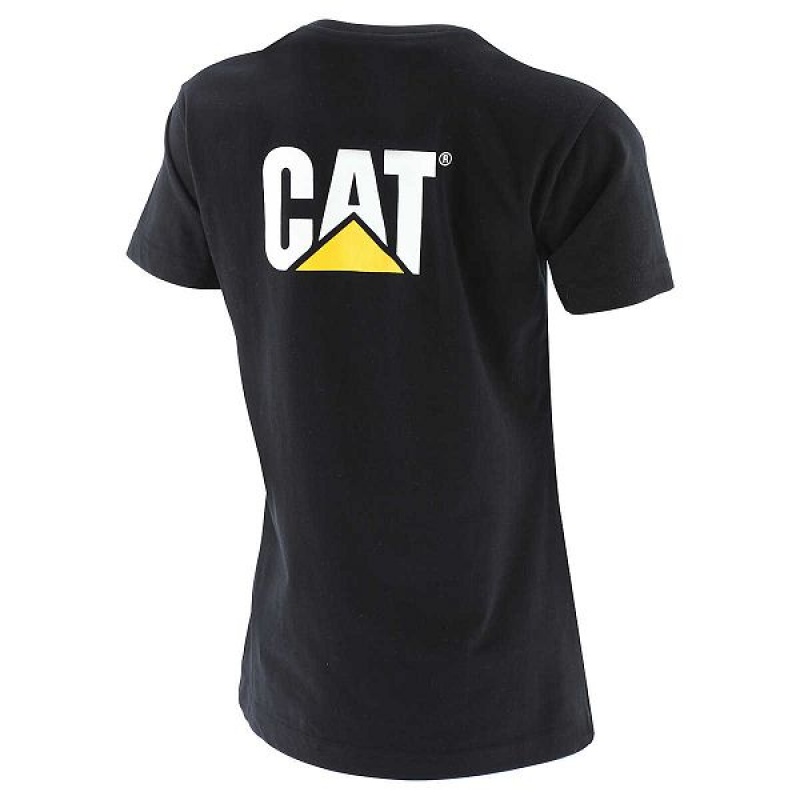 Caterpillar Trademark Tee Women's T-Shirt Black | 910684-YHJ