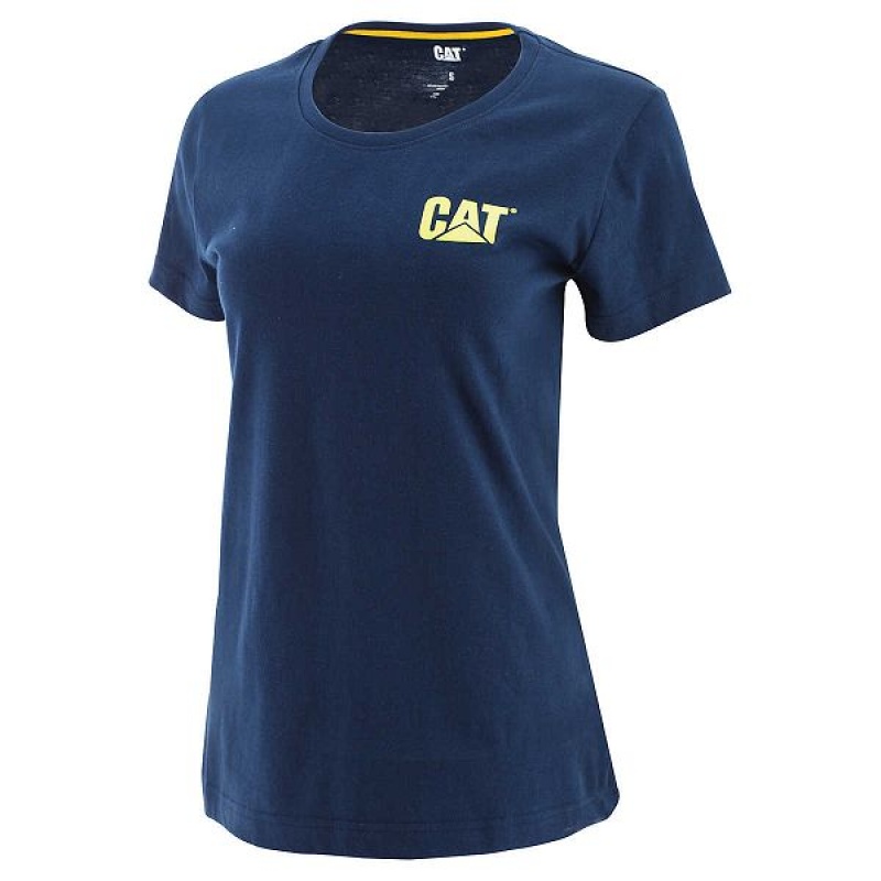 Caterpillar Trademark Tee Women's T-Shirt Blue | 640827-PIA