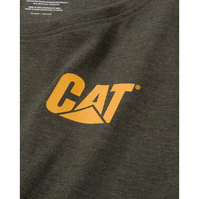 Caterpillar Trademark Tee Women's T-Shirt Olive | 574931-ANB