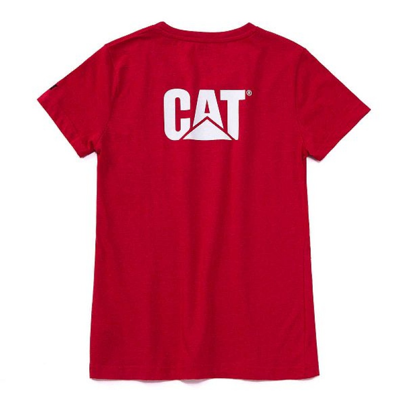 Caterpillar Trademark Tee Women's T-Shirt Red | 120487-YWD