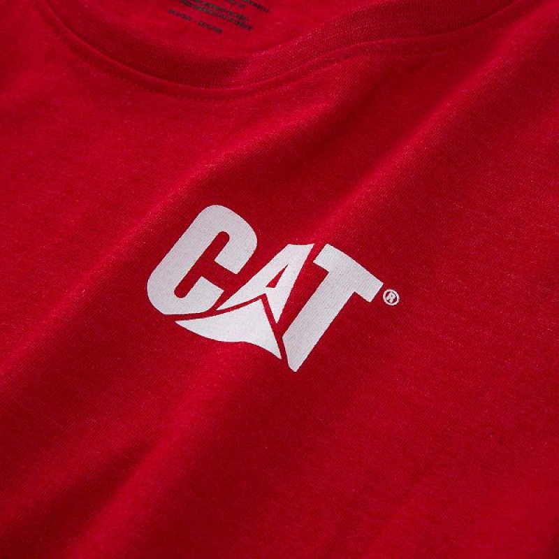 Caterpillar Trademark Tee Women's T-Shirt Red | 120487-YWD