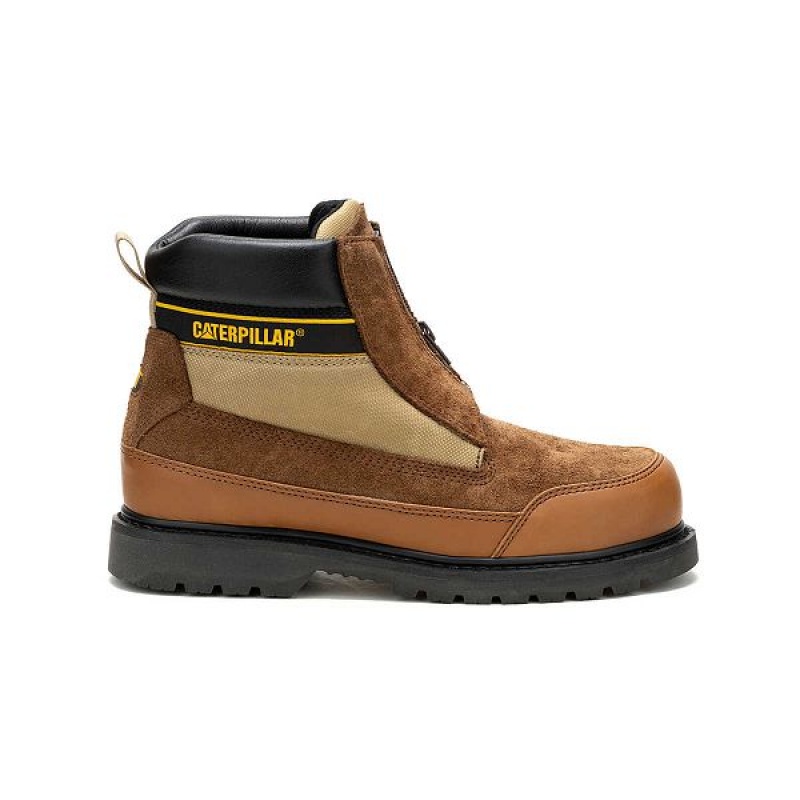 Caterpillar Utah Zip Men\'s Boots Brown | 529031-GOR