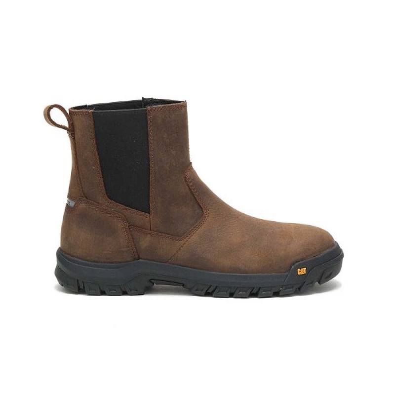 Caterpillar Wheelbase Steel Toe Men\'s Work Boots Brown | 912840-YZC